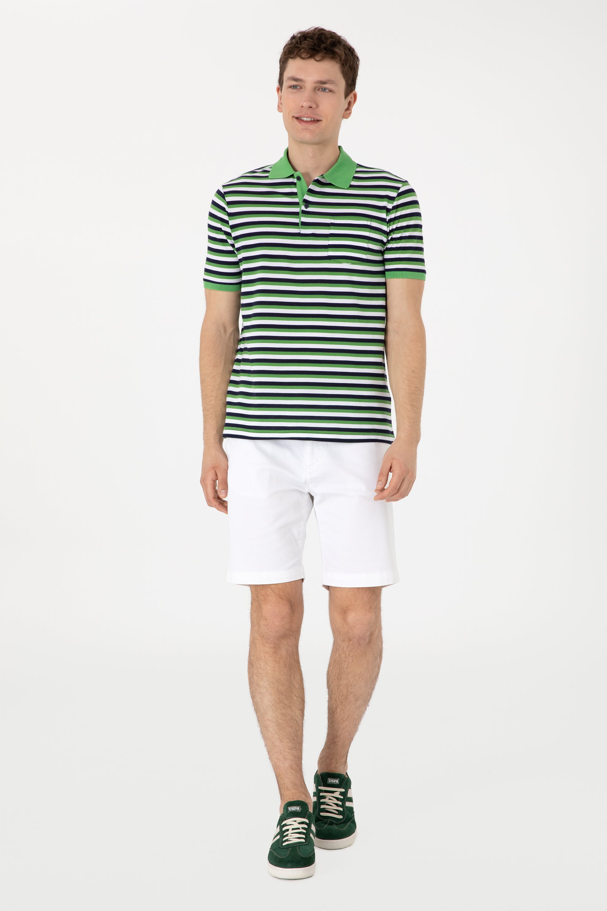 Men's Regular Fit Polo Neck Green T-shirt