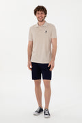 Men's Slim Fit Polo Neck Stone Basic T-Shirt