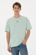 Men's Comfort Fit Crew Neck Water Green T-Shirt