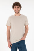 Men's Regular Fit Crew Neck Stone Basic T-Shirt