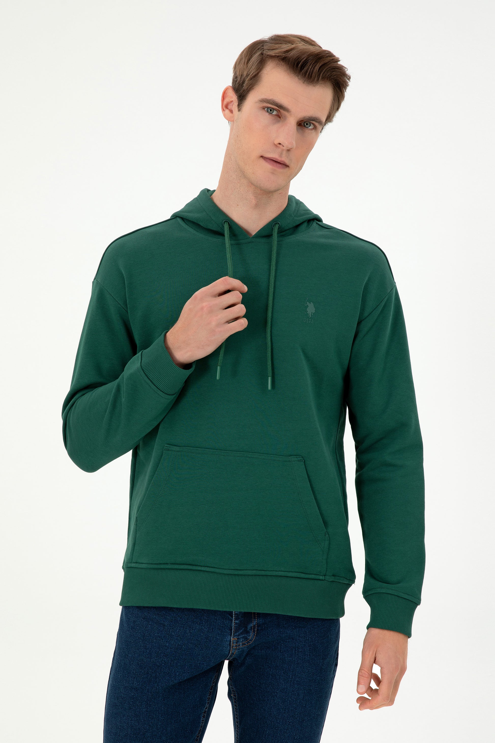 Men's Dark Green Basic Sweatshirt