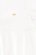 Girls' White Short Sleeve Knitted Dress