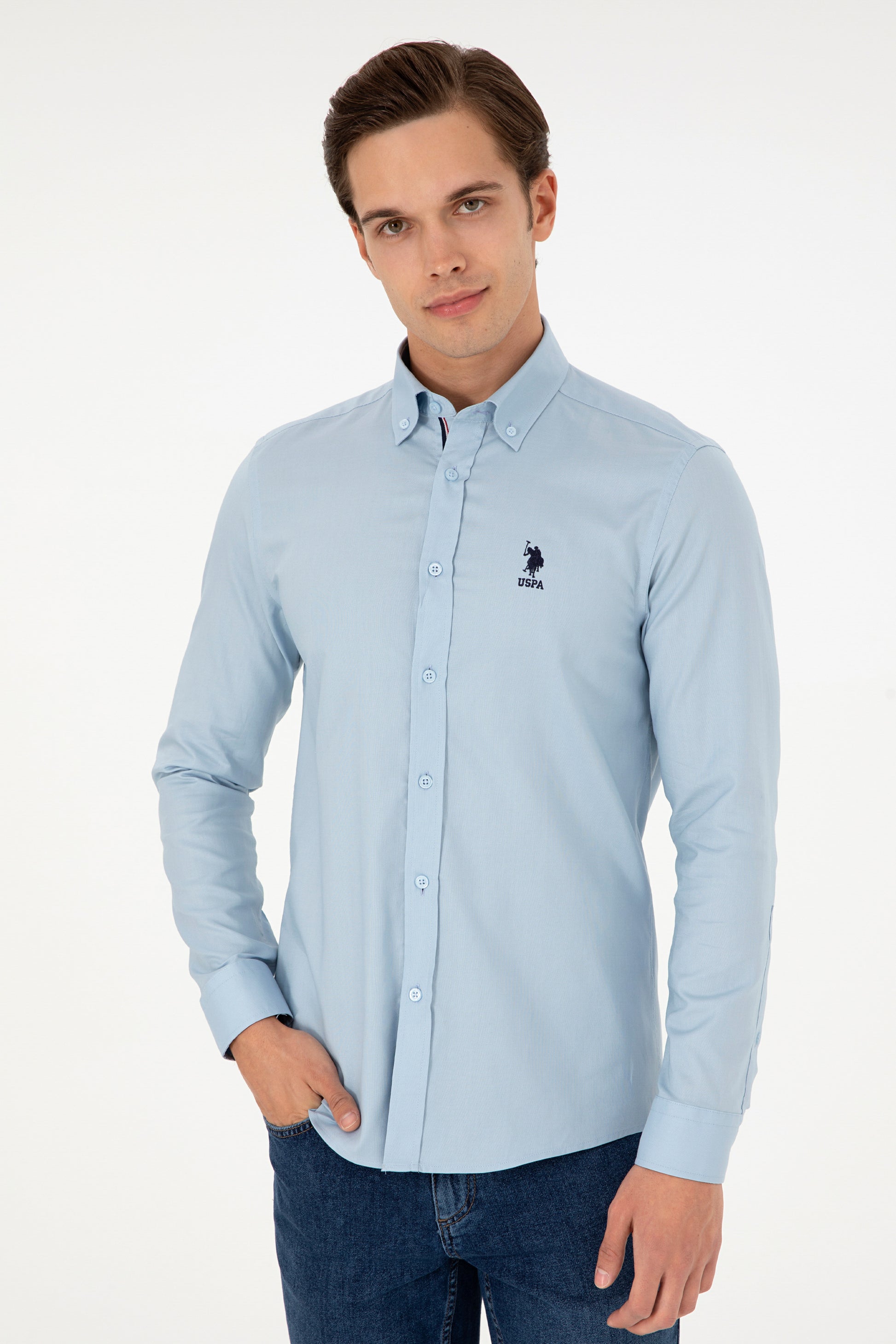 Men's Light Blue Long Sleeve Shirt