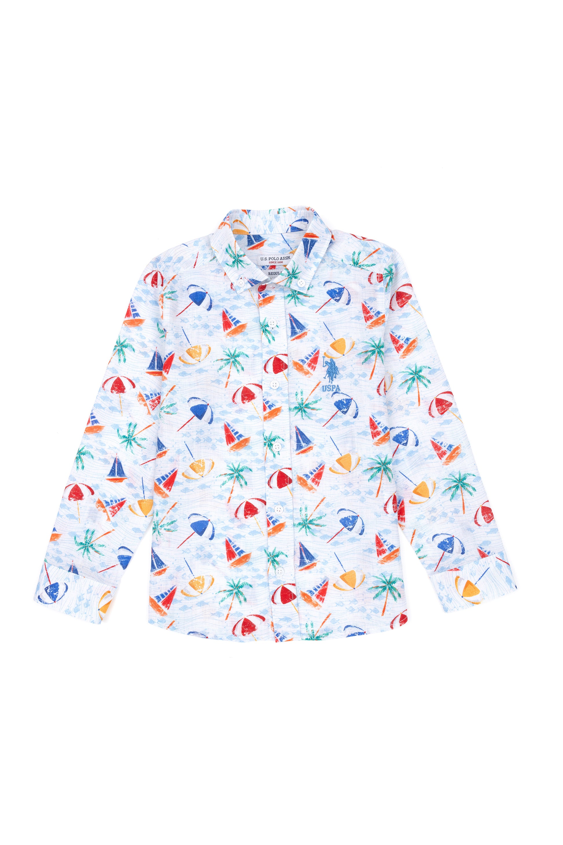 Boy's White Long Sleeve Shirt
