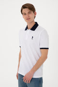 Men's Regular Fit Polo Neck White Basic T-Shirt