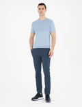 Blue Slim Fit Crew Neck Sweater T-Shirt