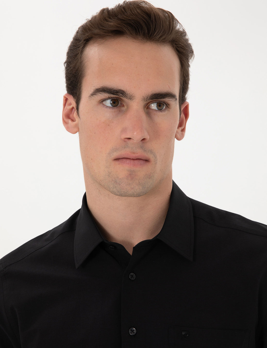 Black Basic Regular Fit Short Sleeve Pocket Shirt