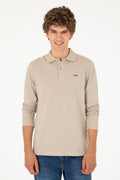 Men's Regular Fit Polo Neck Stone Basic Sweatshirt