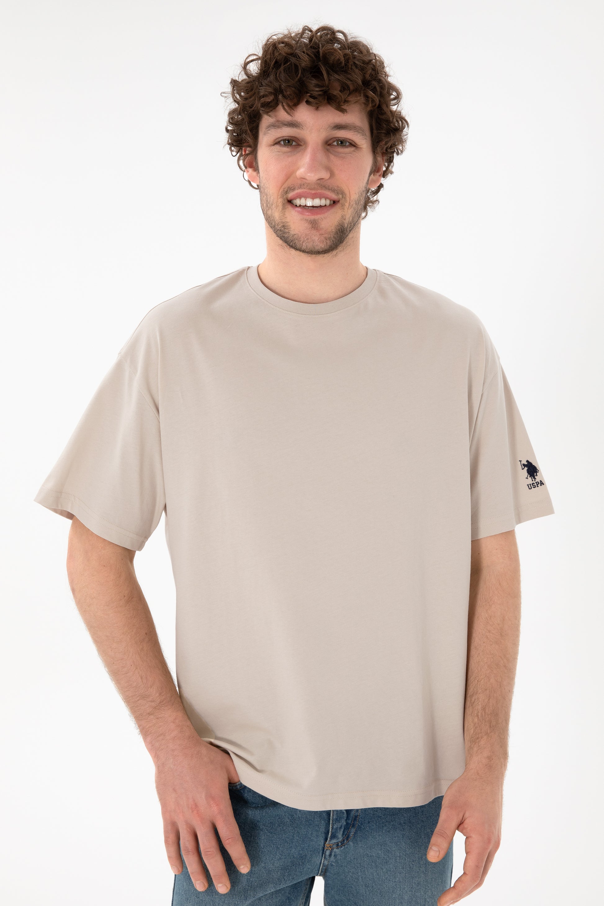 Men's Oversize Fit Crew Neck Stone T-Shirt