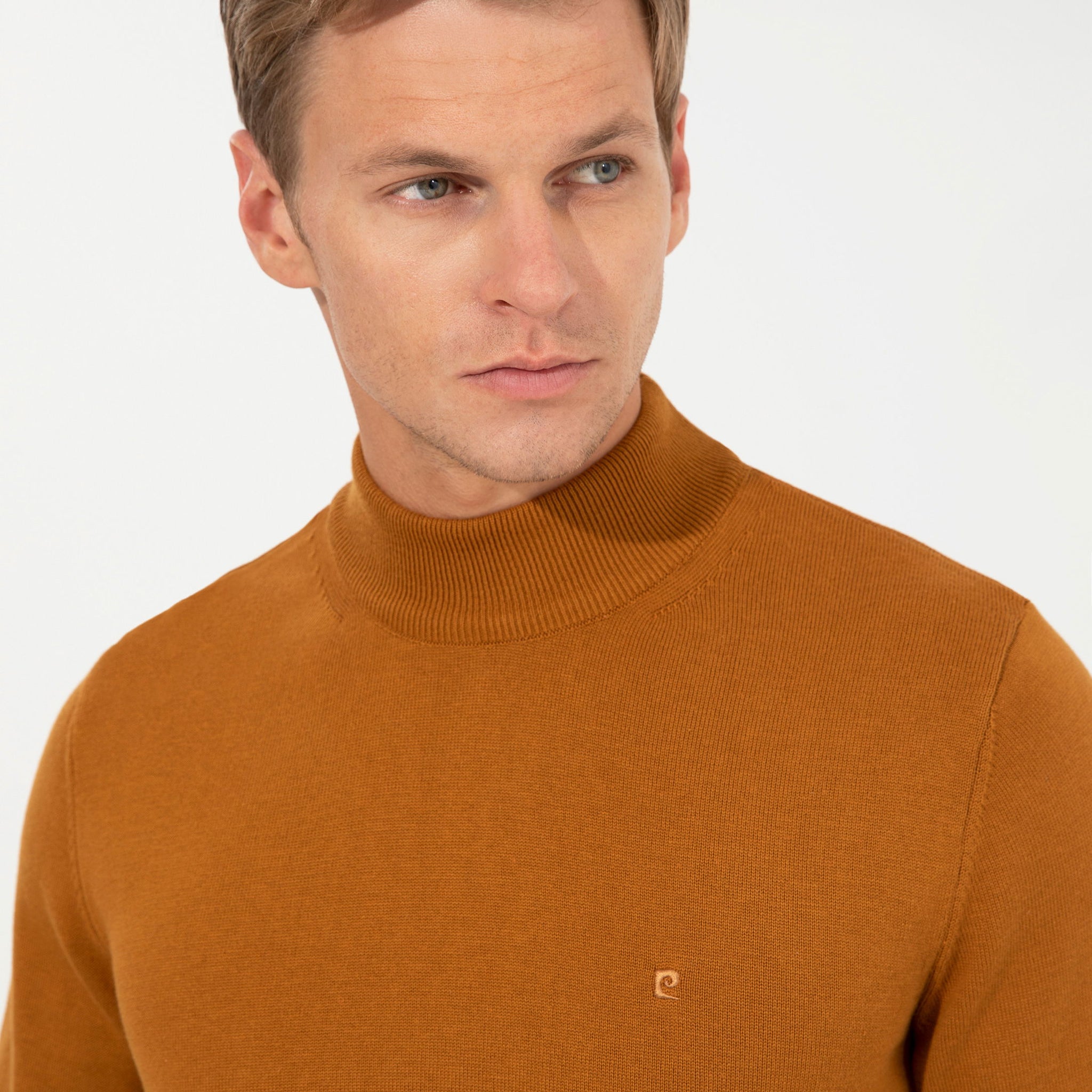 Brown Slim Fit Half Turtleneck Basic Sweater Sweater