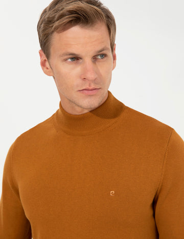 Brown Slim Fit Half Turtleneck Basic Sweater Sweater