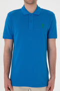Men's Slim Fit Polo Neck Cobalt Basic T-Shirt