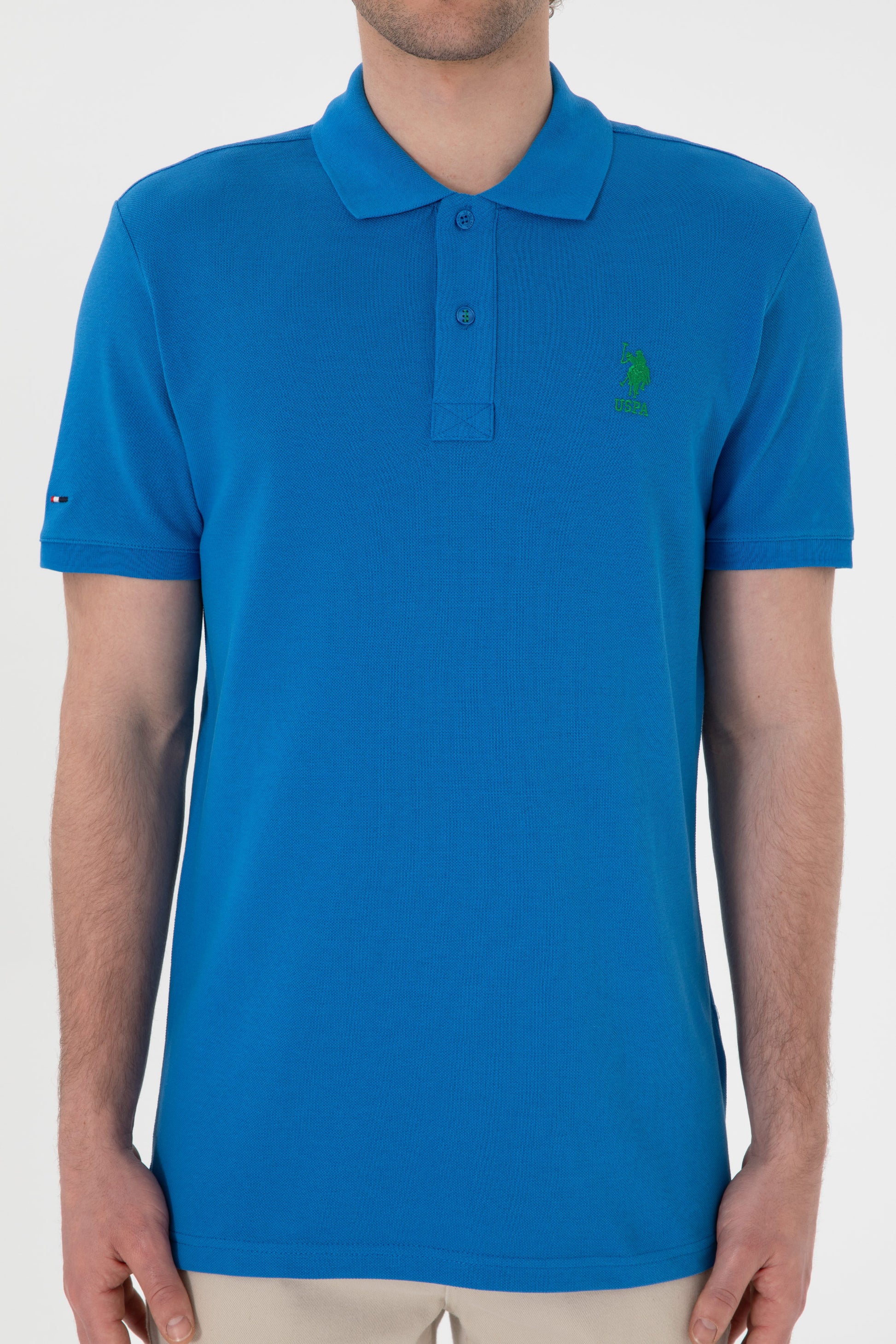 Men's Slim Fit Polo Neck Cobalt Basic T-Shirt