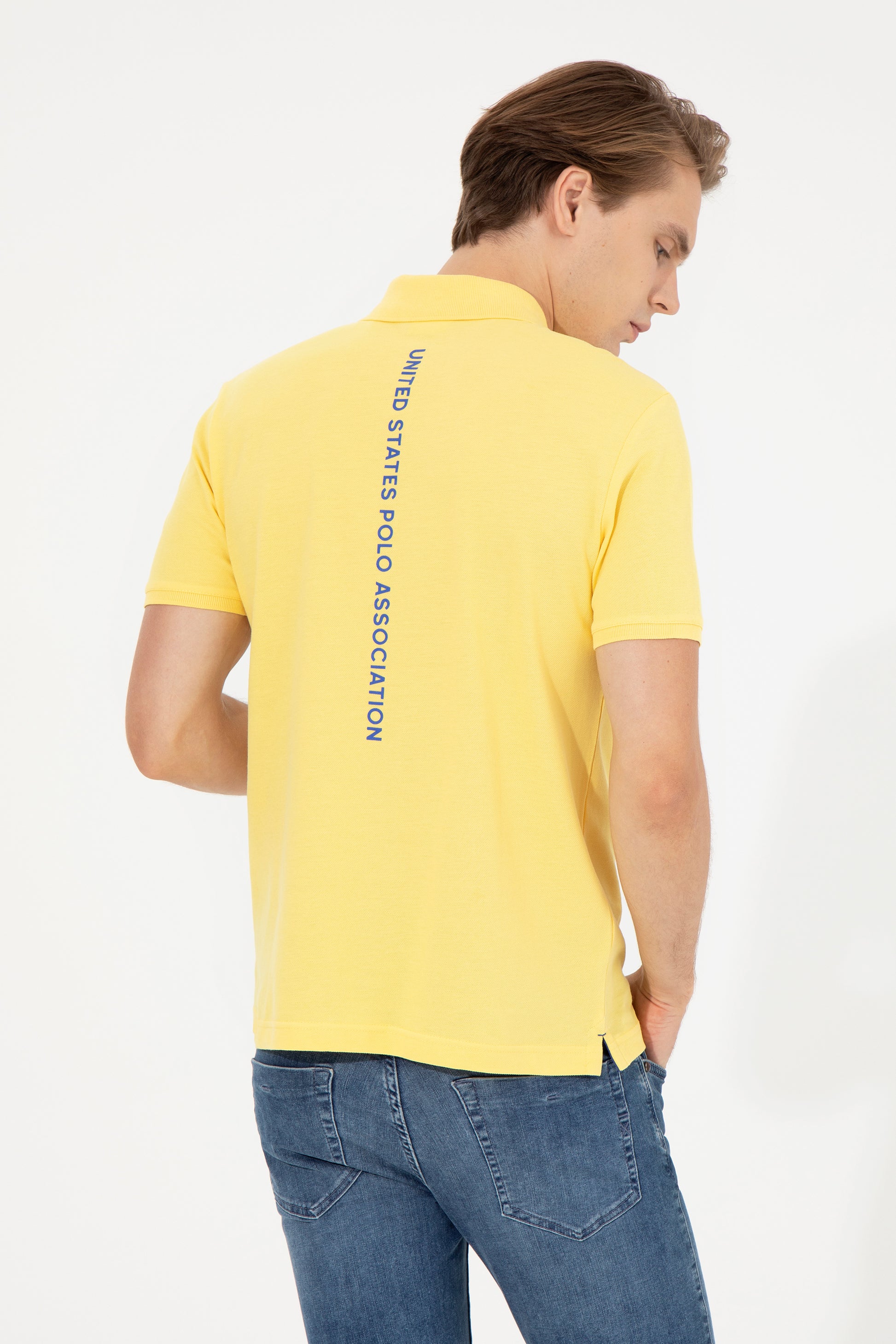 Men's Light Yellow Polo Neck T-Shirt