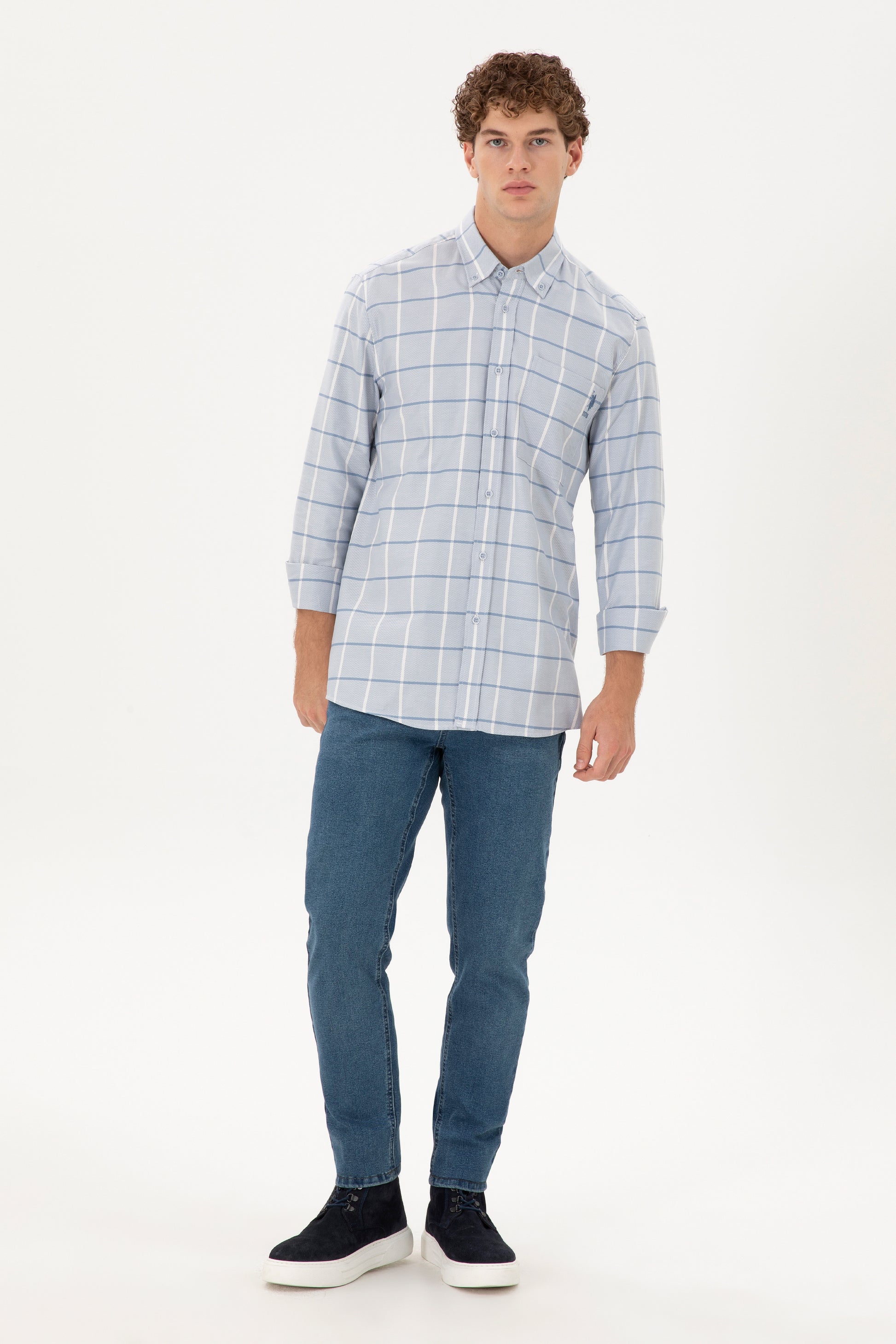Men's Dark Blue Long Sleeve Shirt
