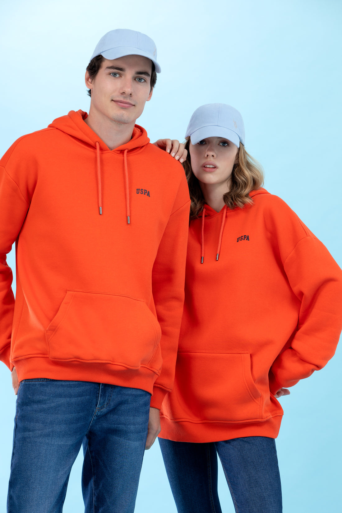 Orange Hooded Oversize Basic Sweatshirt