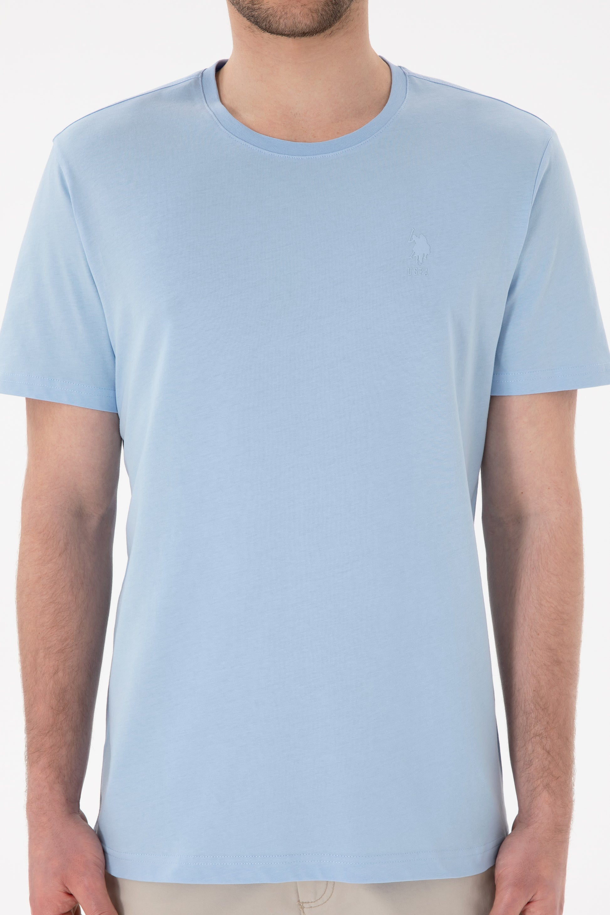 Men's Regular Fit Crew Neck Blue Basic T-Shirt