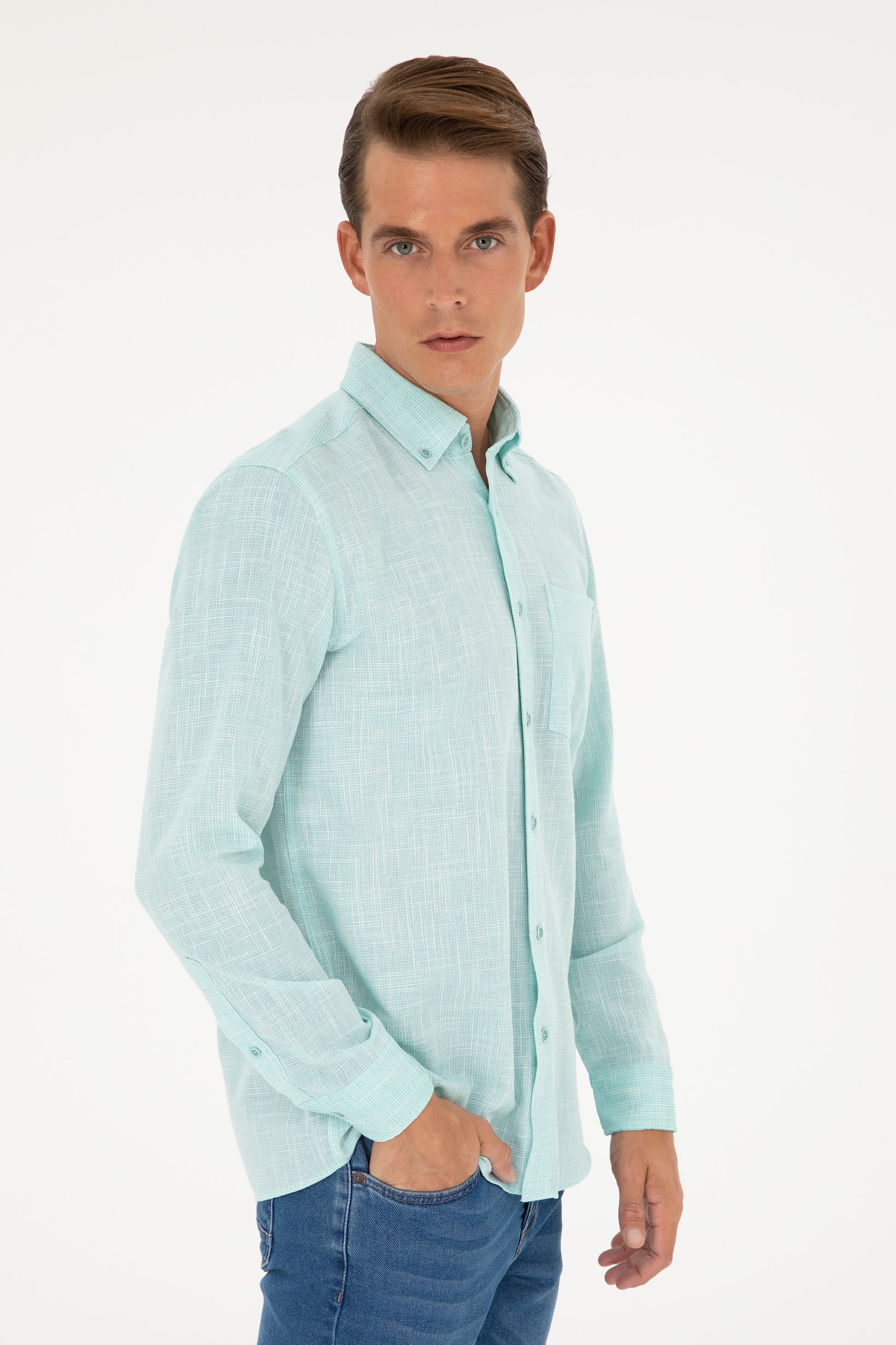 Men's Mint Long Sleeve Shirt