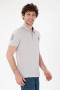 Men's Slim Fit Polo Neck Light Gray Basic T-Shirt