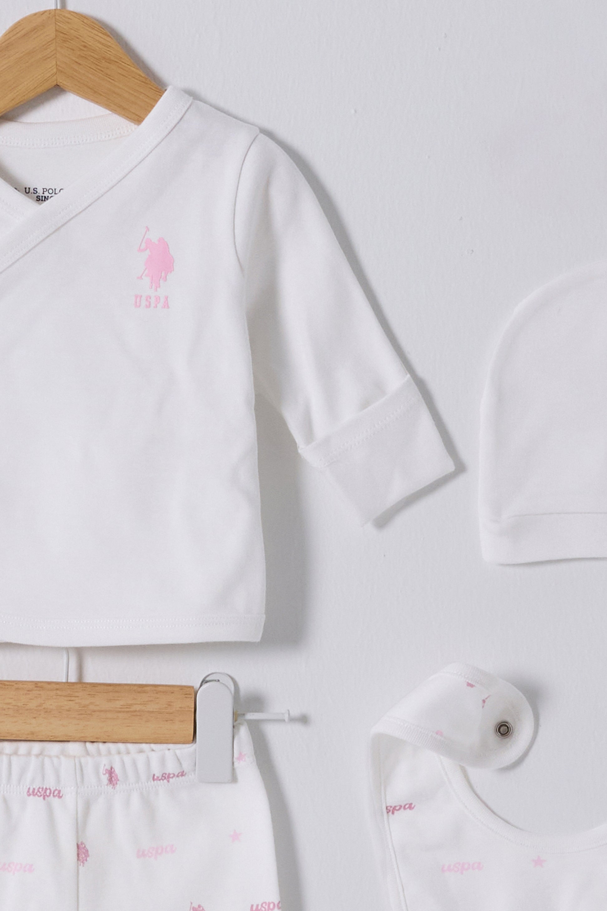 Baby Girl White Hospital Outlet 100% Cotton 5-Piece Zipper Set