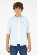 Men's Light Blue Long Sleeve Basic Shirt