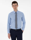Blue Slim Fit Long Sleeve Classic Basic Shirt