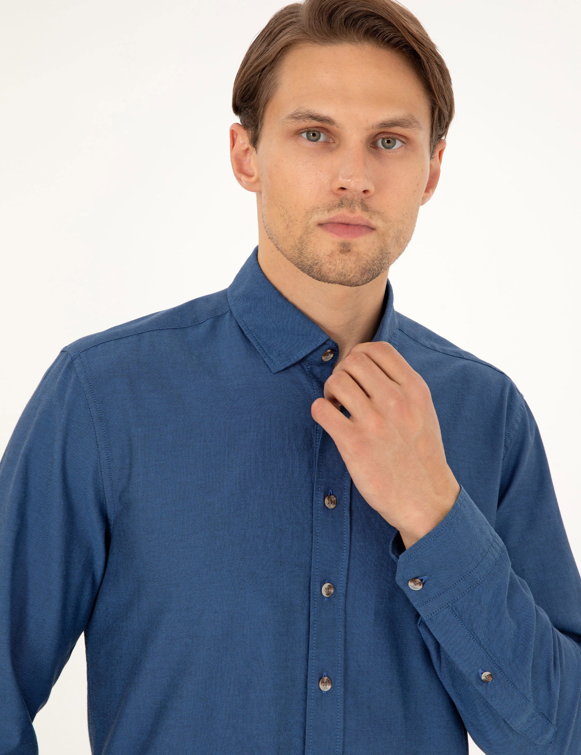 Indigo Slim Fit Long Sleeve Shirt
