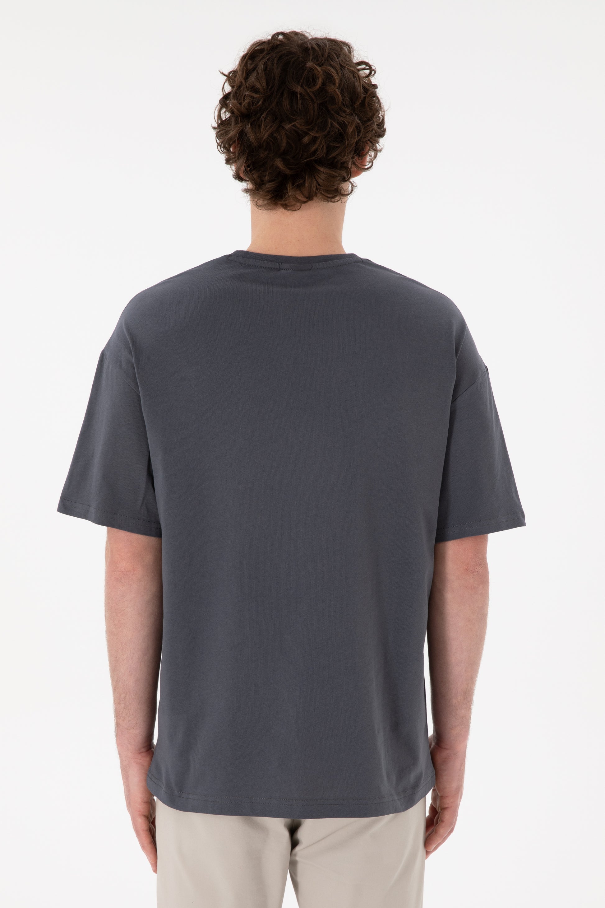 Men's Oversize Fit Crew Neck Anthracite T-Shirt