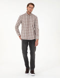 Brown Checkered Regular Fit Long Sleeve Shirt