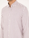 Purple Regular Fit Striped Long Sleeve Shirt