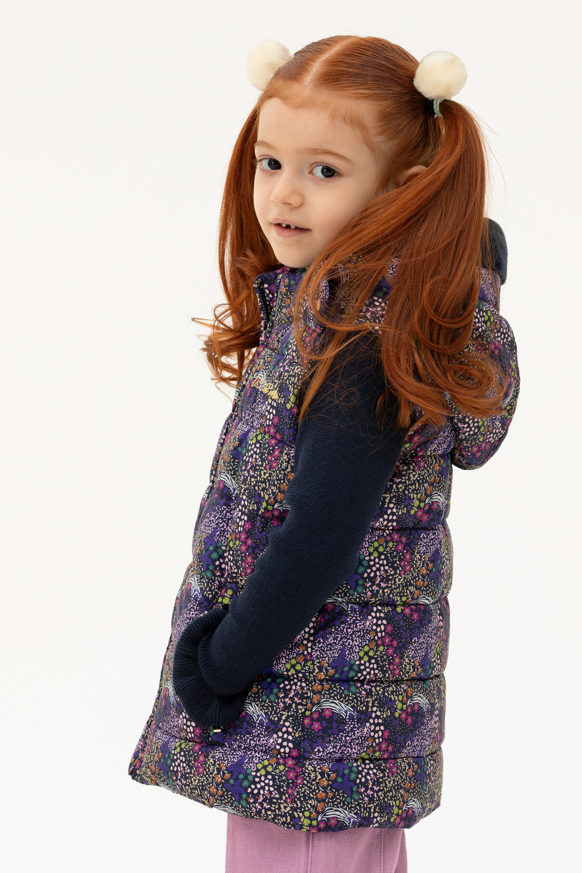 Girls' Navy Blue Hooded Vest