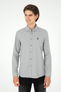 Men's Light Grey Long Sleeve Basic Shirt