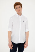 Men's Linen Look White Basic Shirt