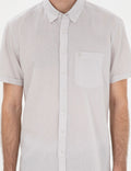 Regular Fit Short Sleeve Shirt with Stone Linen Blend