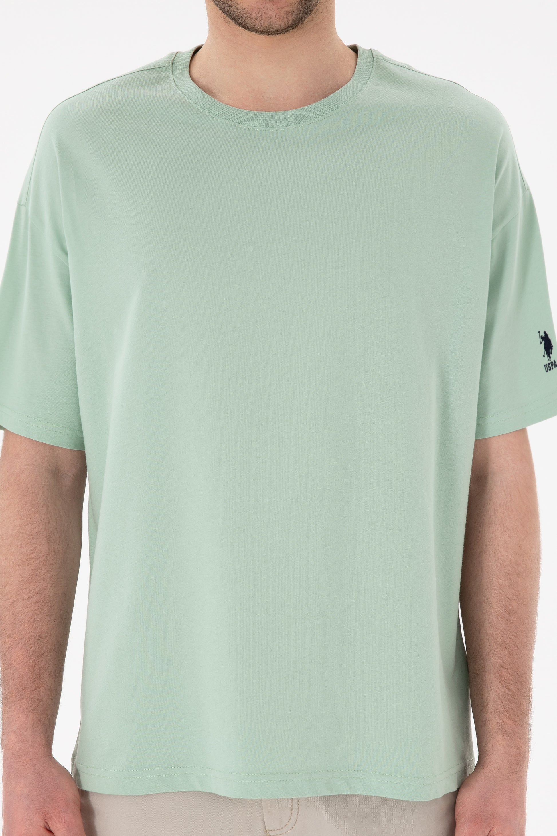 Men's Oversize Fit Crew Neck Water Green T-shirt
