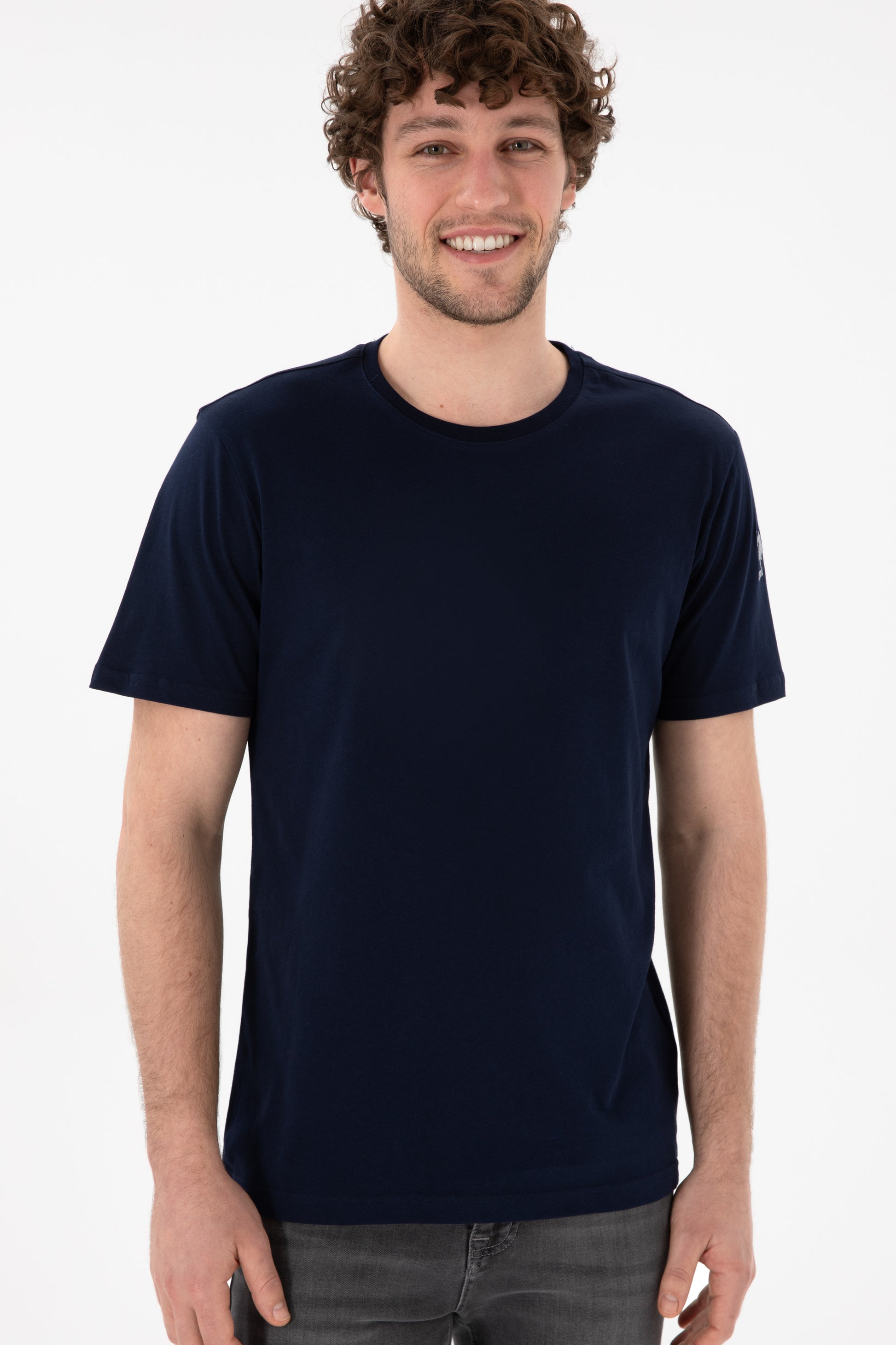 Men's Regular Fit Crew Neck Navy Basic T-Shirt