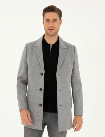 Anthracite Extra Slim Fit Wool Blend Cashmere Coat