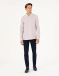 Purple Regular Fit Striped Long Sleeve Shirt