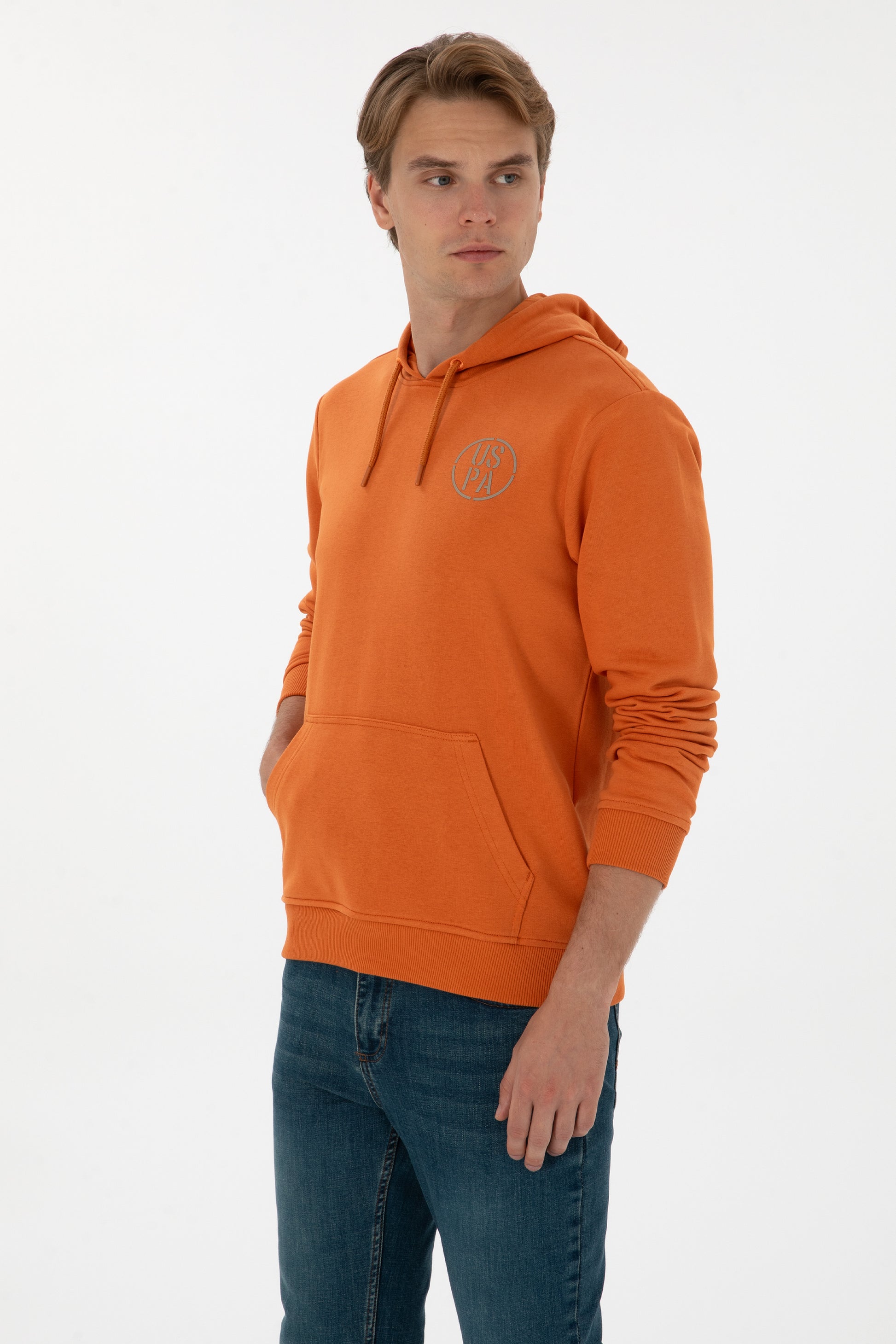 Erkek Regular Fit Kapişonlu Bakır Sweatshirt