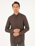 Brown Slim Fit Long Sleeve Shirt