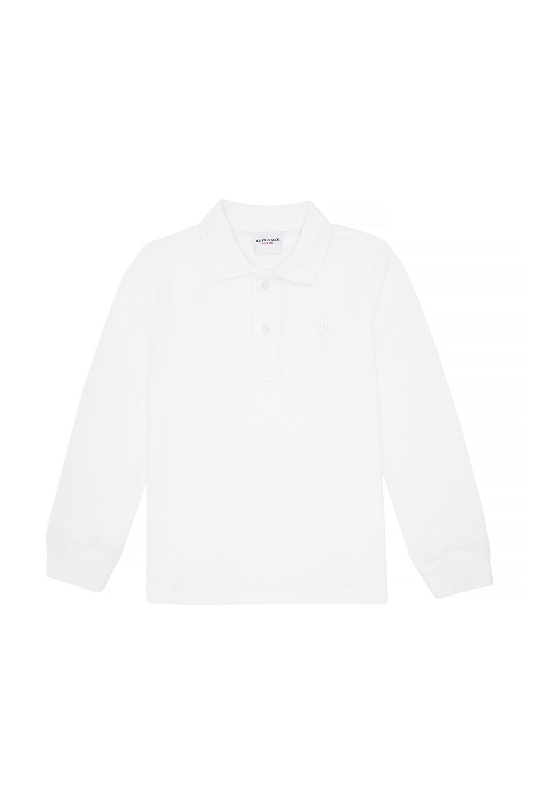 Boy's White Basic Polo Neck Sweatshirt