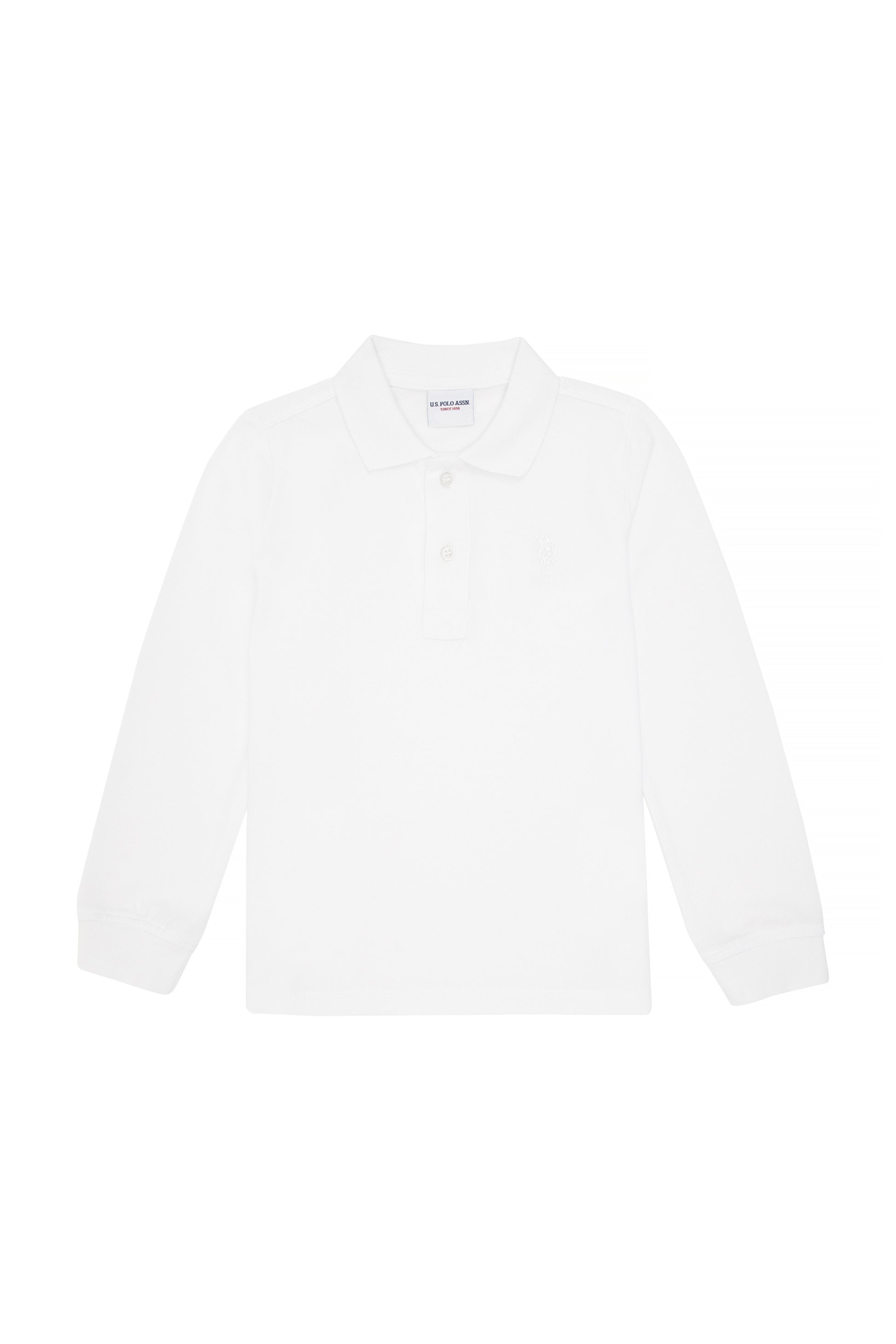Boy's White Basic Polo Neck Sweatshirt