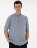 Navy Blue Regular Fit Long Sleeve Shirt