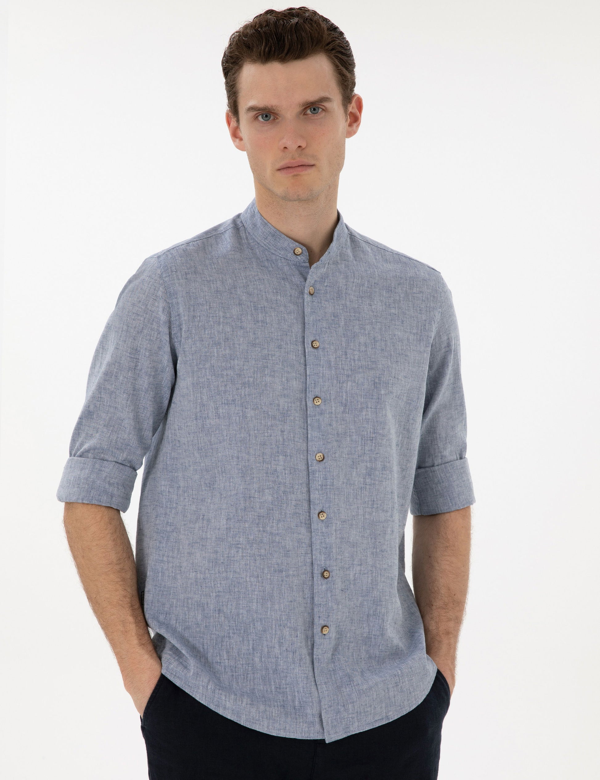 Navy Blue Regular Fit Long Sleeve Shirt