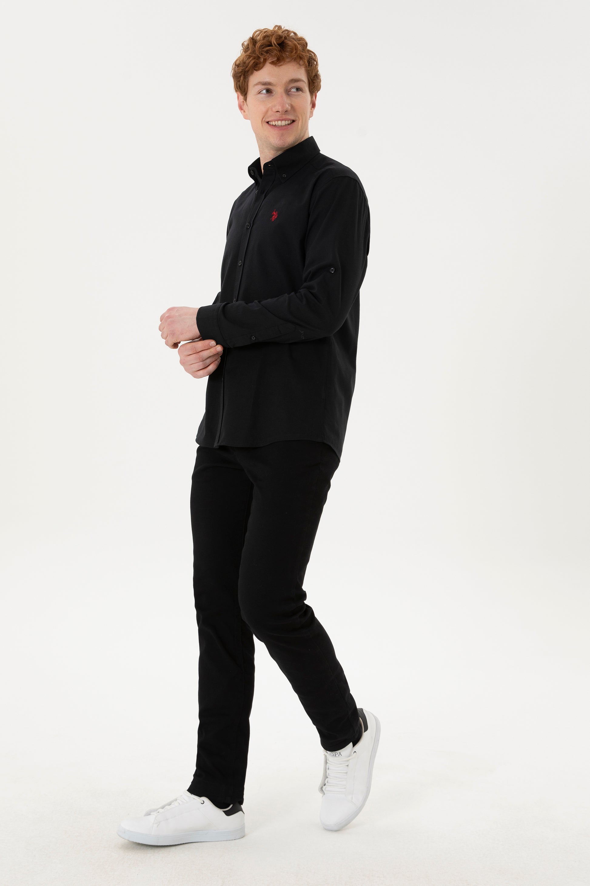 Men's Linen Look Black Basic Shirt