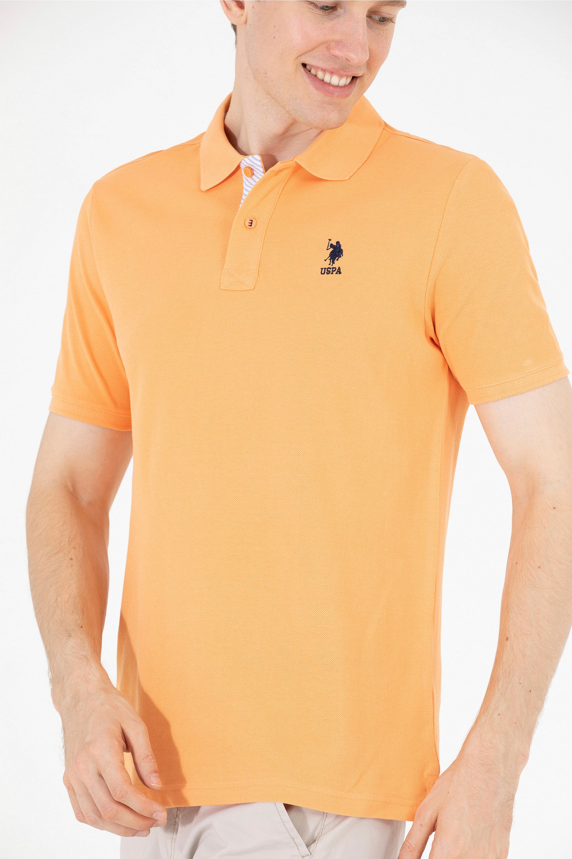 Men's Orange Basic Polo Neck T-Shirt