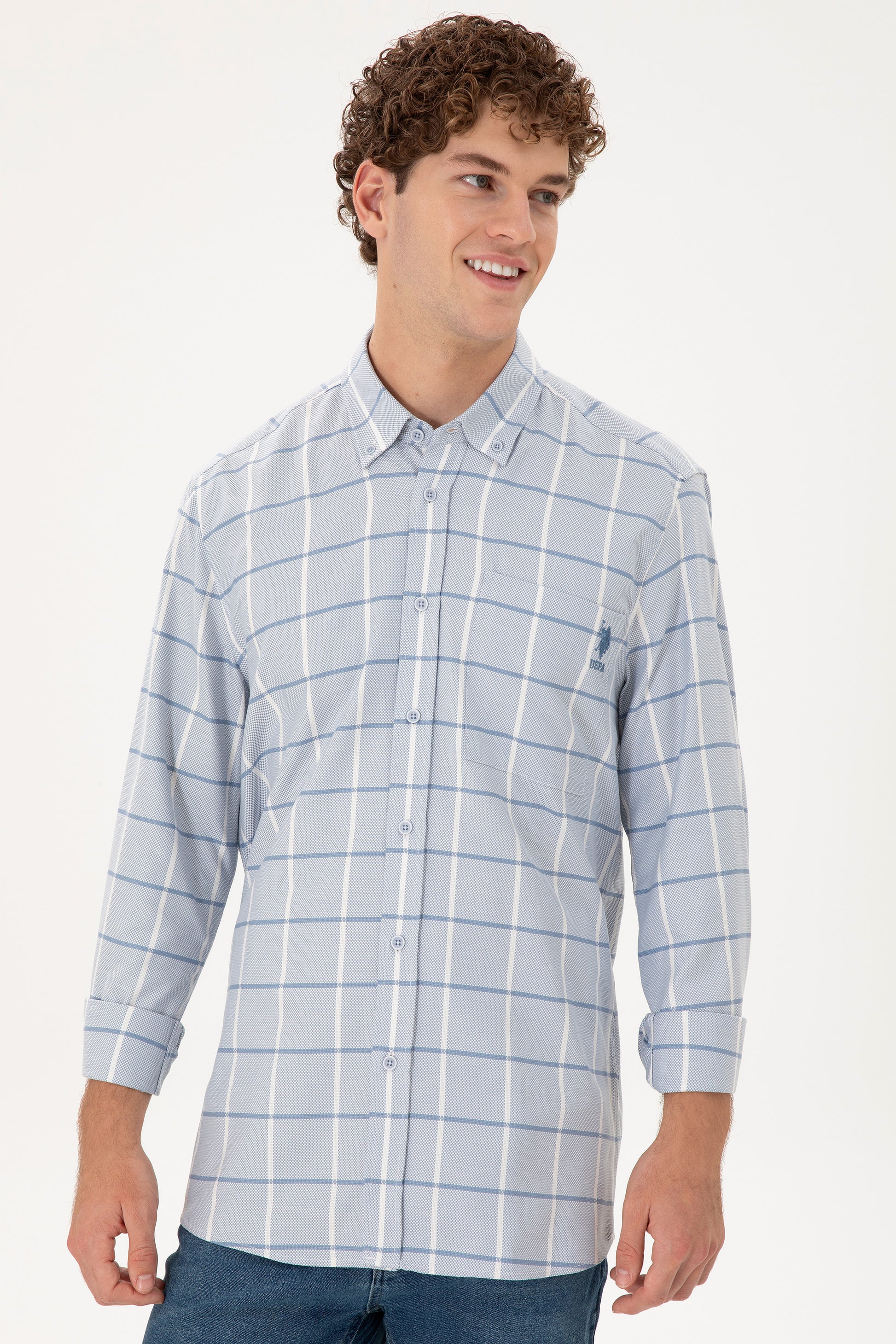 Men's Dark Blue Long Sleeve Shirt