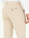 Beige Slim Fit Canvas Striped Pants