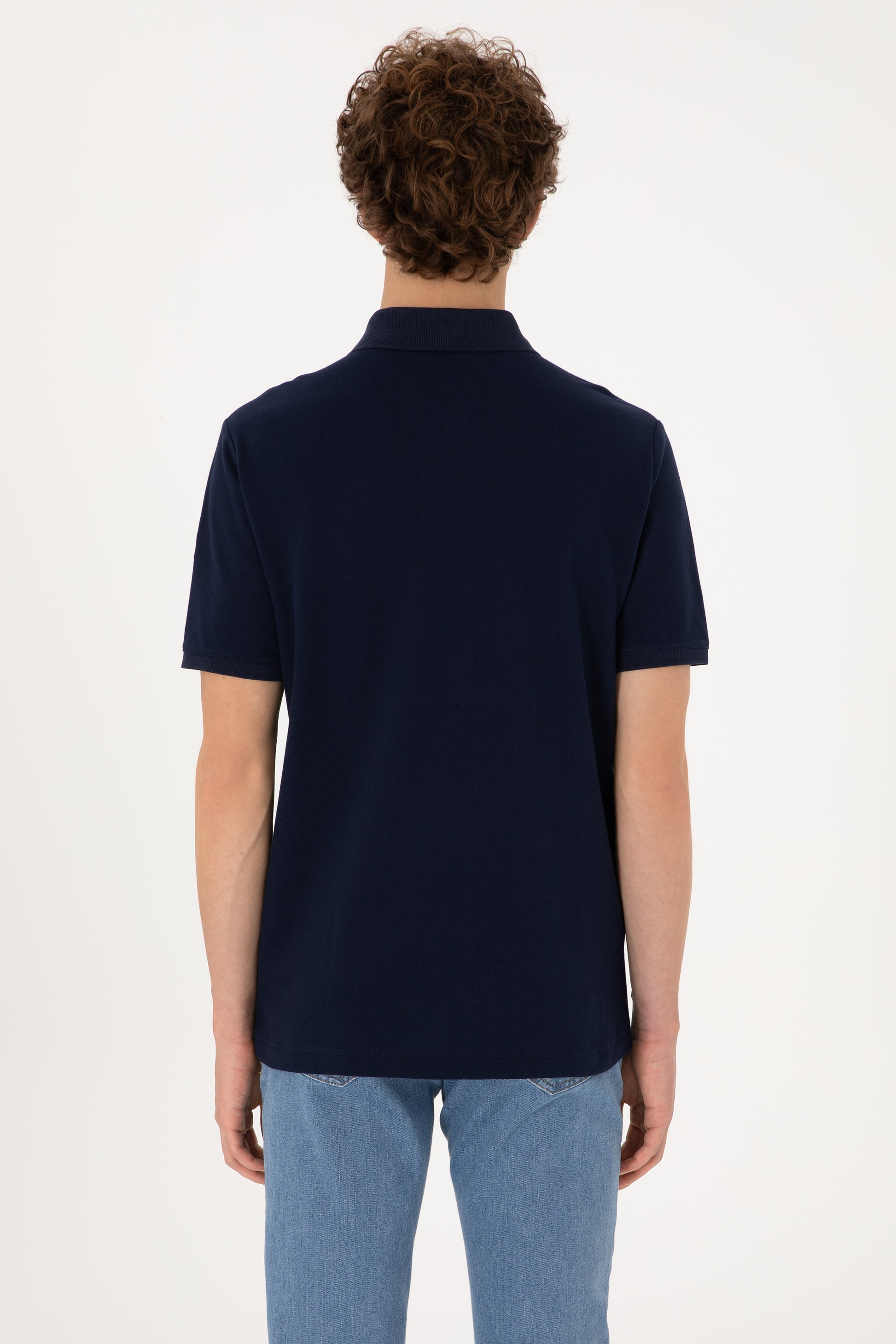 Men's Regular Fit Polo Neck Navy T-Shirt