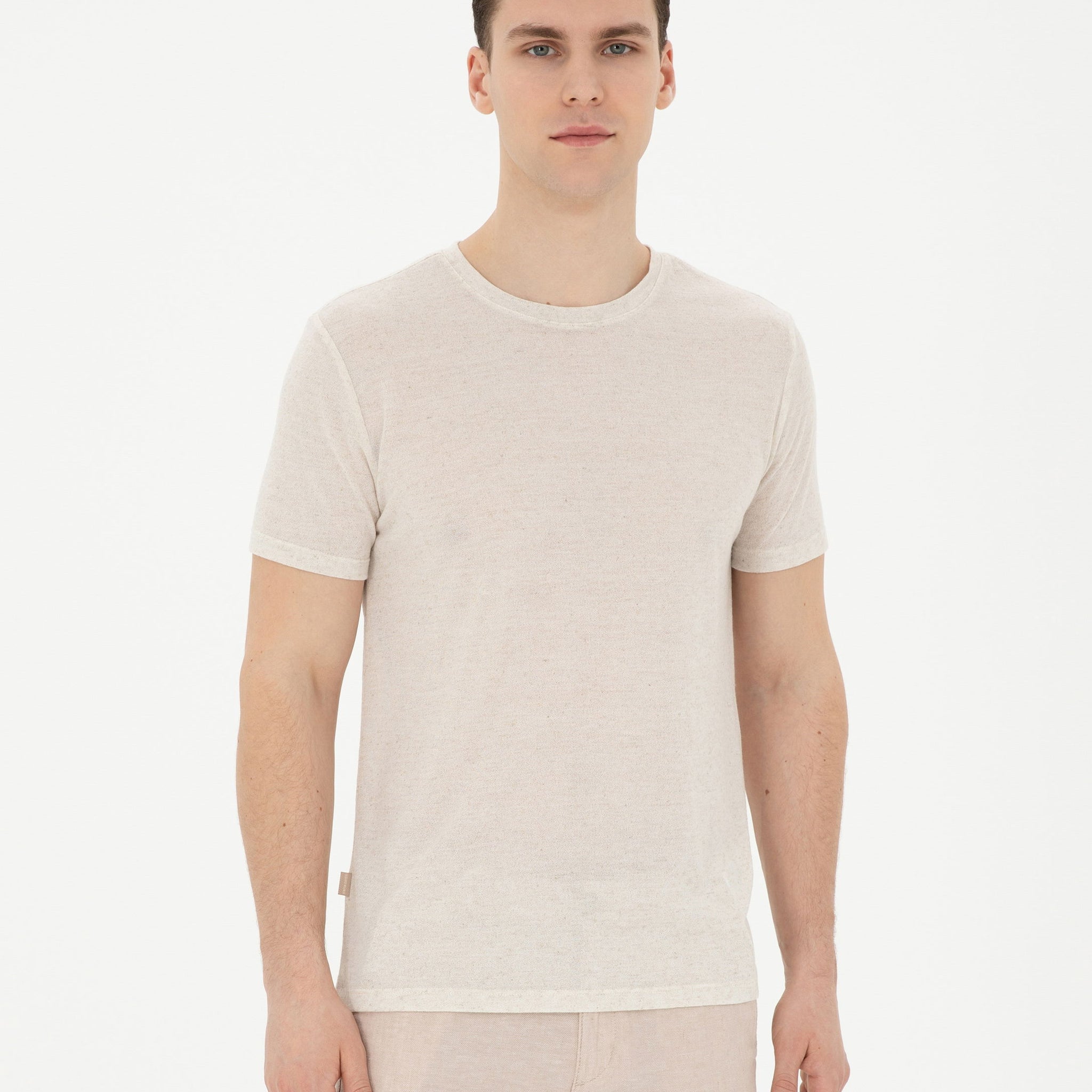 Beige Slim Fit Basic T-Shirt
